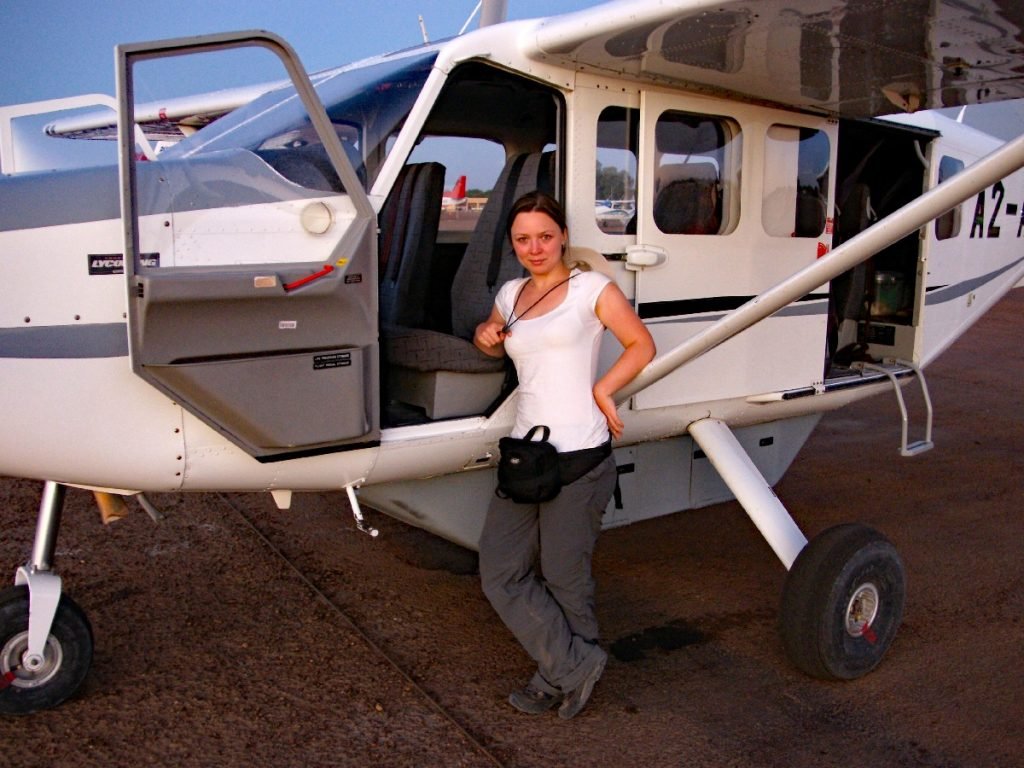 Mit dieser Maschine geht's zum Rundflug übers Okavangodelta - Botswana